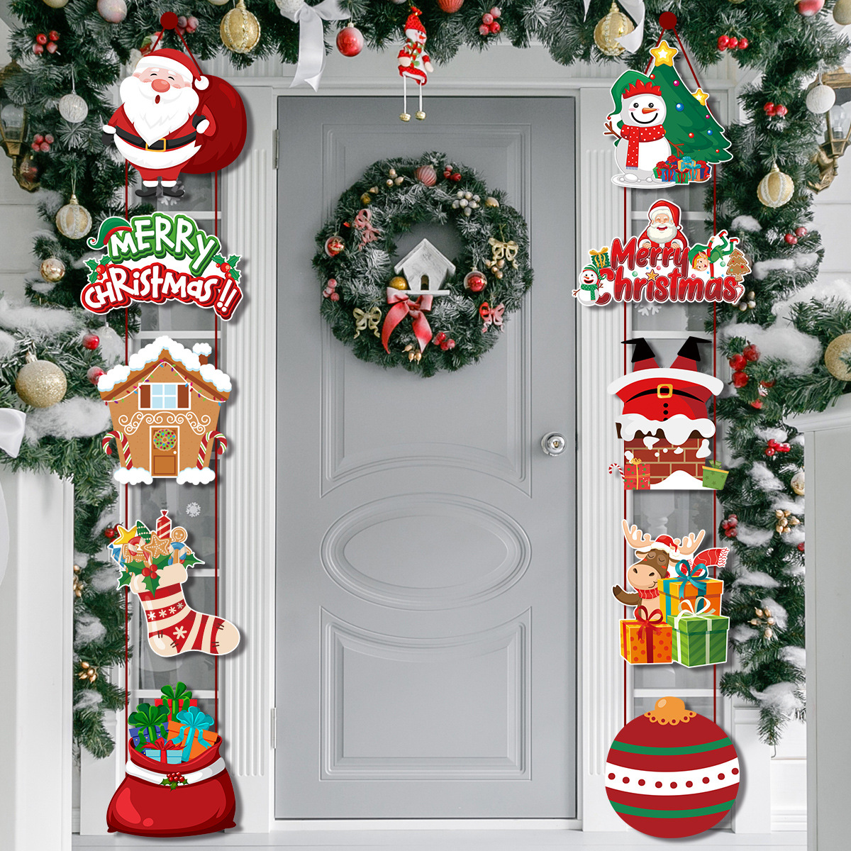 Adornos Navideños para Puerta, Decoración Navideña para Reuniones Familiares, Artículos para Fiestas, Adornos Navideños