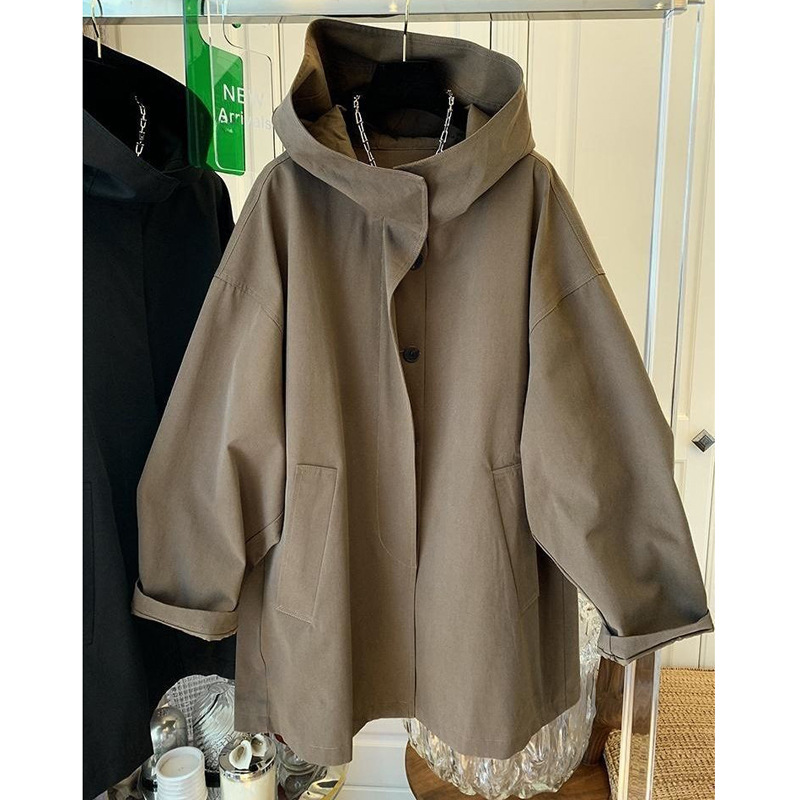 High-end Maillard retro hooded trench coat coat long women's clothing popular this year 2024 autumn new