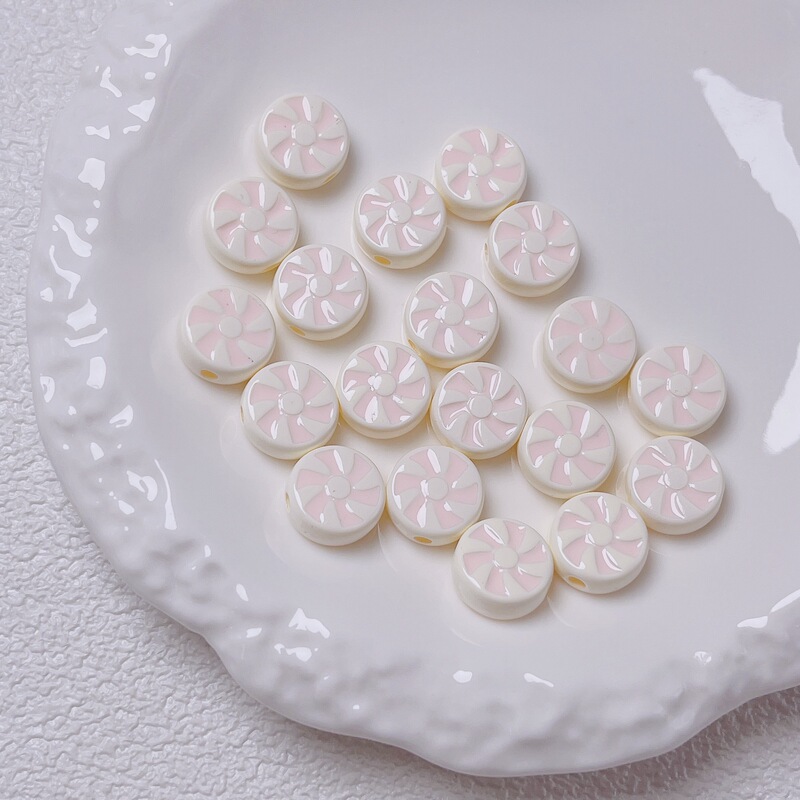 亚克力烤漆风车滴油圆饼糖果串珠diy手机链钥匙扣挂链材料饰品配|undefined