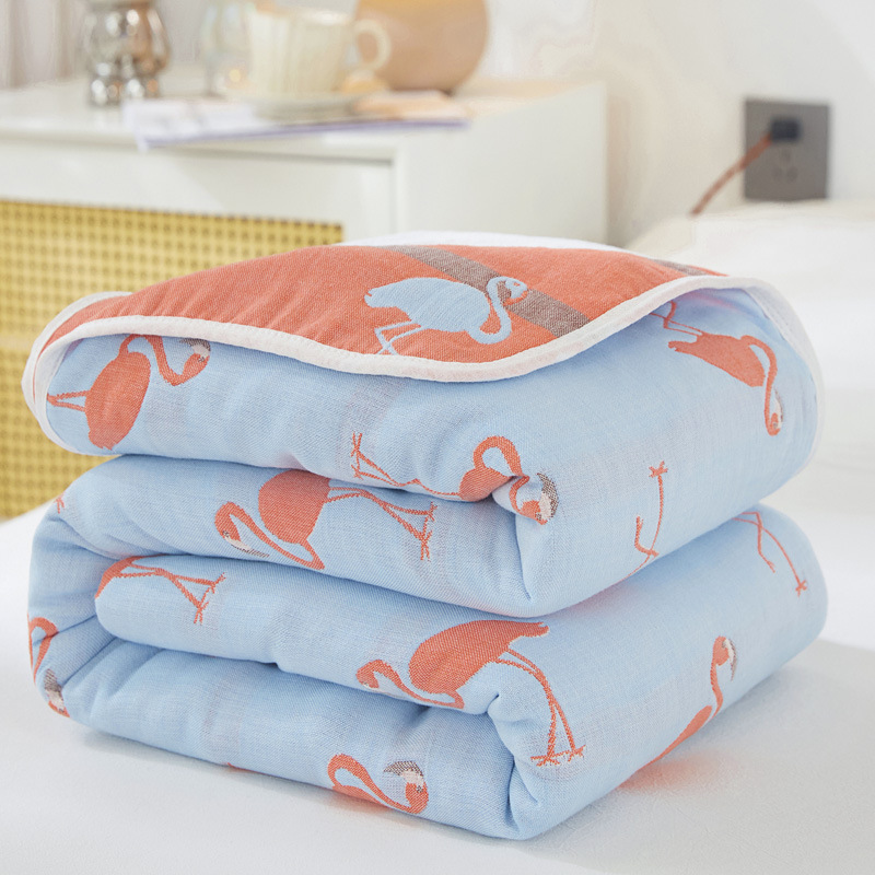 (Flamingo Blue) / 90x 100cm "cotton 6 layer yarn" baby