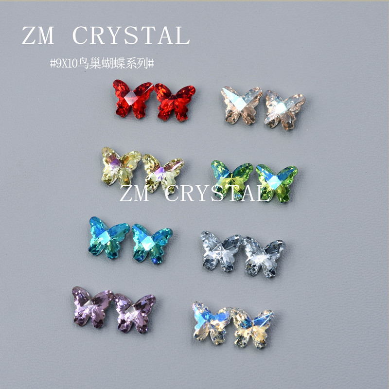 K9 New 9x 10 Bird's Nest Butterfly Nail Art Pointed Bottom Drill Special-shaped Drill Super Flash Butterfly Pile Drill Nail Sticker Drill Jewelry