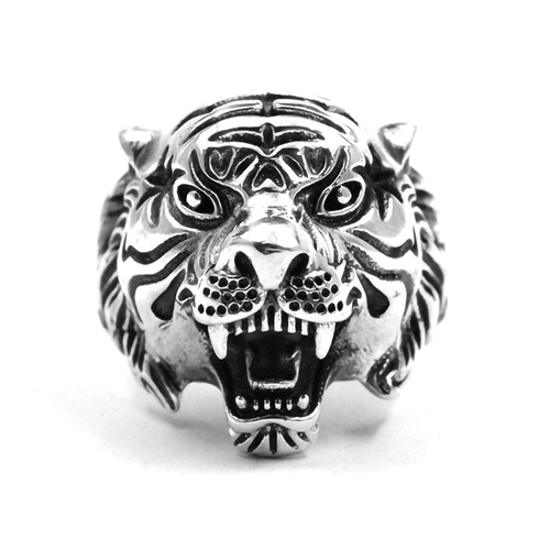 Cross-border foreign trade retro alloy men's ring European and American personalized tiger head alloy ring Alloy casting model