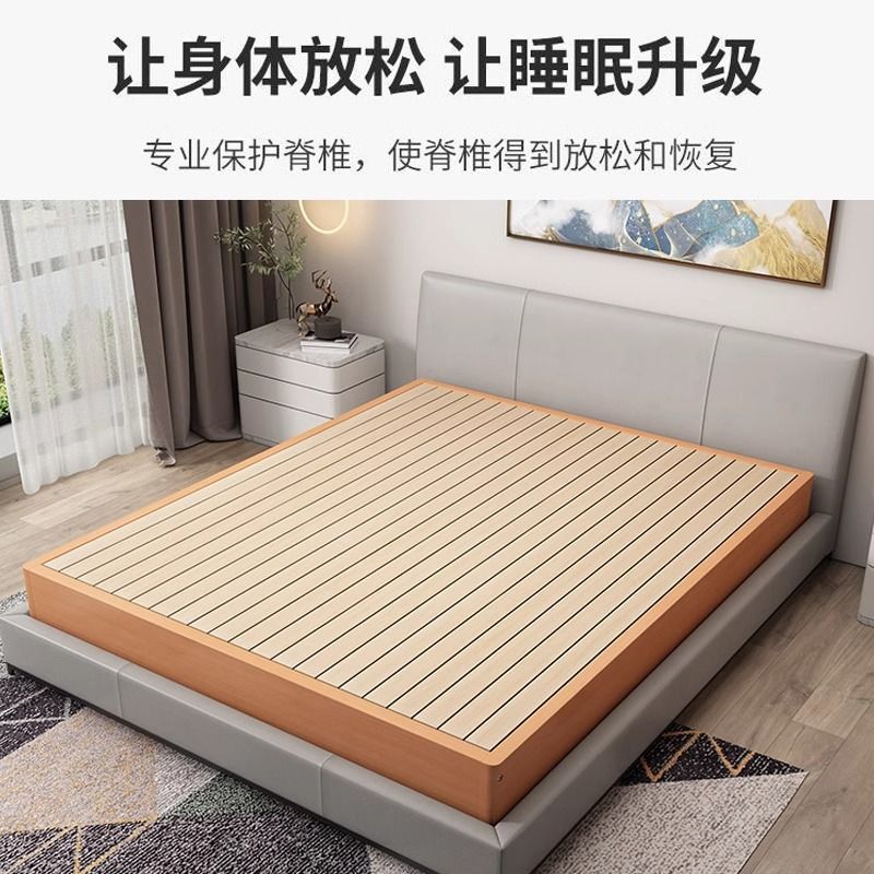 Madera de haya, cama de tatami japonesa, cama de piso, cama de madera maciza, cama sin cabezal de cama, cama doble de pino moderna y simple, cama baja image 5