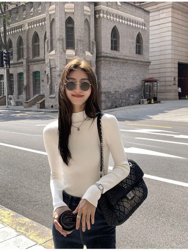 半高领打底春秋冬新款2025洋气黑色修身长袖T恤女上衣高档打底衫|undefined