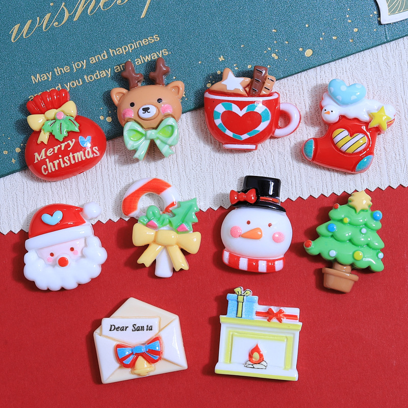 Cartoon Christmas gift childlike handmade diy cream glue phone case headdress hairpin jewelry resin accessories wholesale
