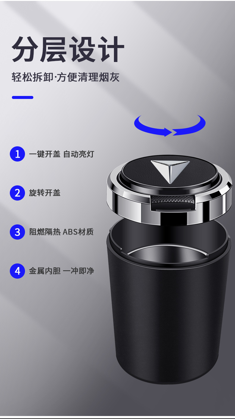 Suitable for Changan dark blue SL03 S7 car ashtray with cover metal liner flame retardant personality multi-function