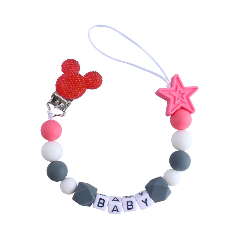 Nuevo Bebé Productos silicona mordedor chupete cadena DIY bebé nombre chupete cadena anti-perdida