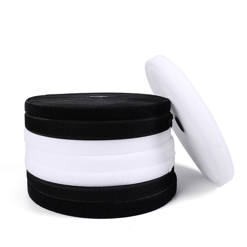 Manufacturer 1-20cm hook surface matte surface soft hook and loop tape black and white color full nylon Velcro tie wholesale
