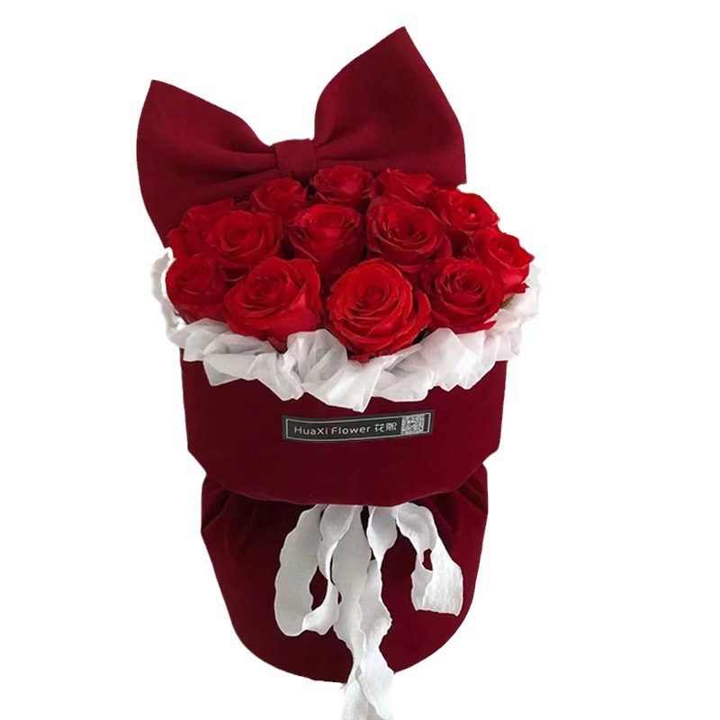 Tela de terciopelo estilo Chanel con rayas y estampado floral, material de envoltura de alta gama para ramos, papel de regalo redondo al por mayor image 6