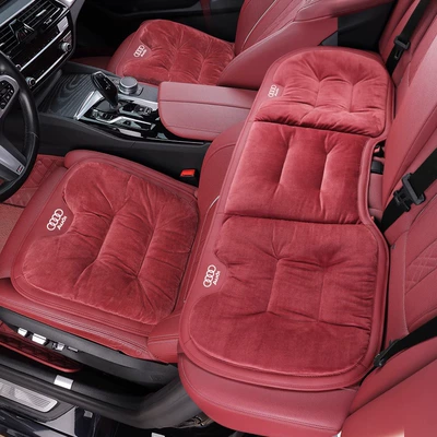Seat cushion, seat cover winter plush rear - audi-flannel-cushion-volcano-red-3-piece-set-for-the-whole-car