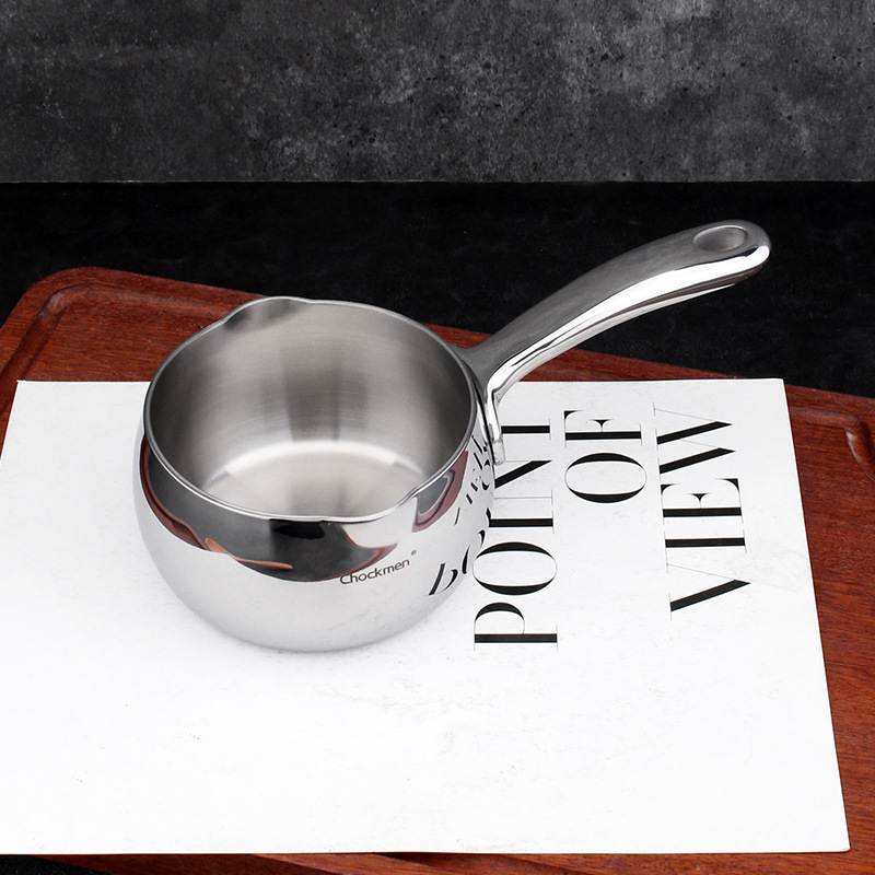 Chockmen Zhuo Deming 18 / 10 de acero inoxidable de mango único y doble desvio de leche de 10 cm de aceite caliente