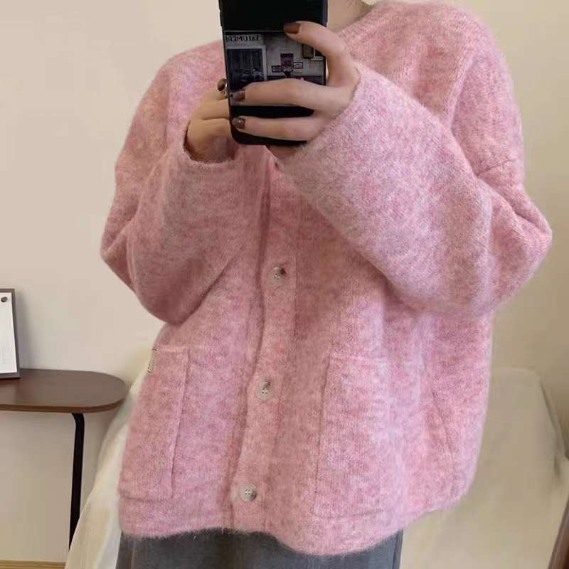 24 invierno Puyuan coreano de alta calidad suéter de cuello redondo para mujeres 2024 nuevo otoño y invierno