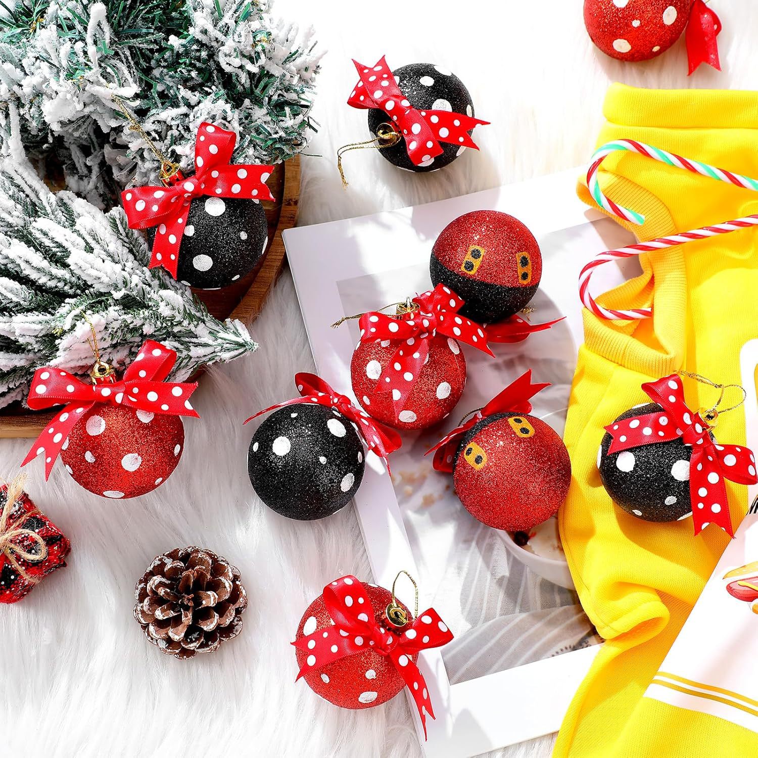 Nuevos productos transfronterizos puntos de onda de oro negro más arco set de Navidad escenario de Navidad árbol de Navidad colgar bolas image 5