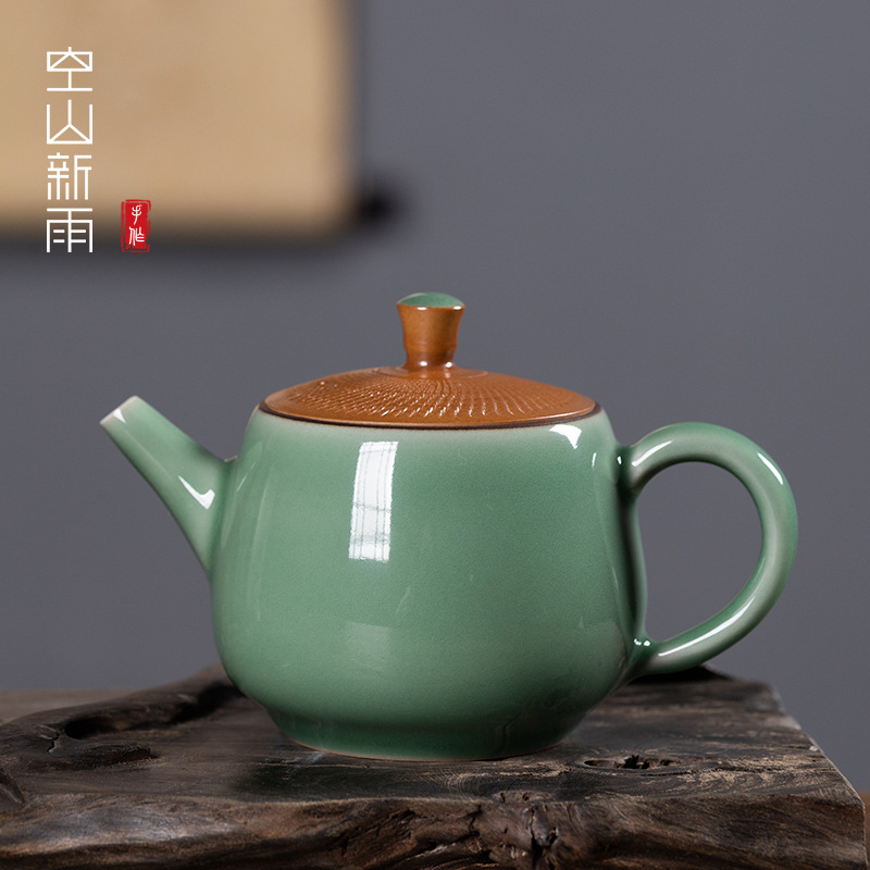 龍泉青瓷純手工原礦跳刀茶壺陶瓷過濾壺家用中式功夫茶具泡茶壺
