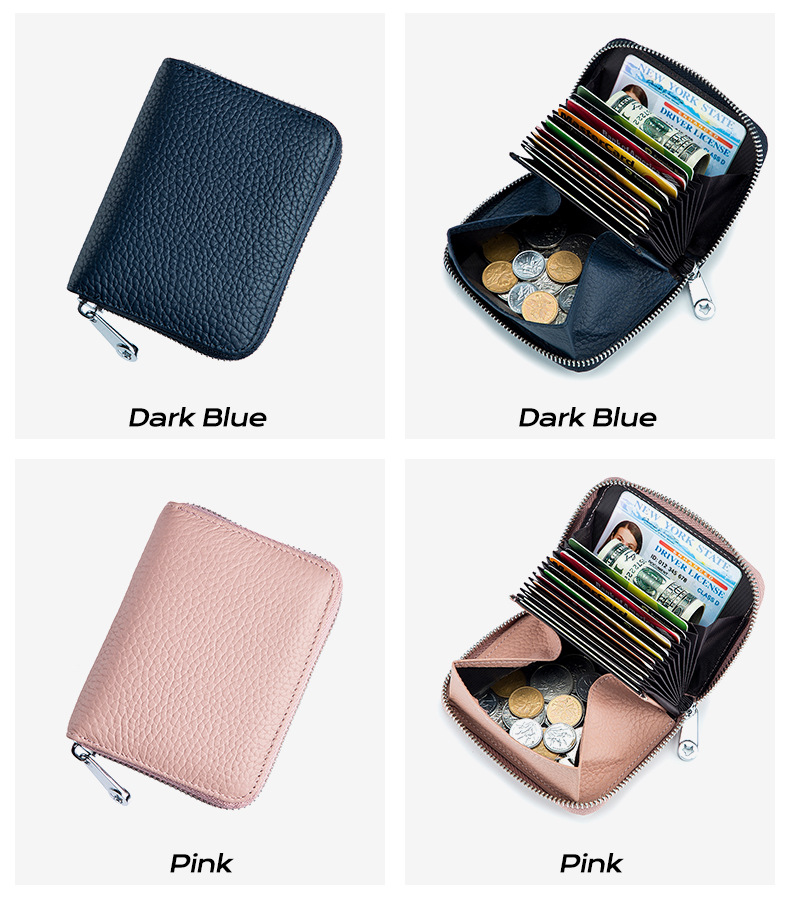 Heißer verkauf große kapazität reißverschluss akkordeon karte aus echtem leder RFID Japanischen multifunktionale geldbörse_voghion.com