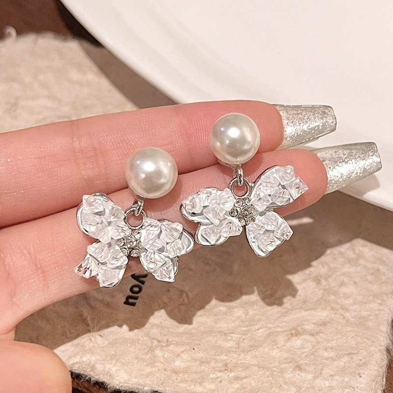 Серьги (серебро S925) с жемчужными вставками, цветочный легкий люкс стиль, деликатные и легкие
