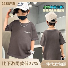 Photographed children's clothing for boys and girls, short-sleeved cotton print loose summer new children and baby half-sleeve tops, trendy INS