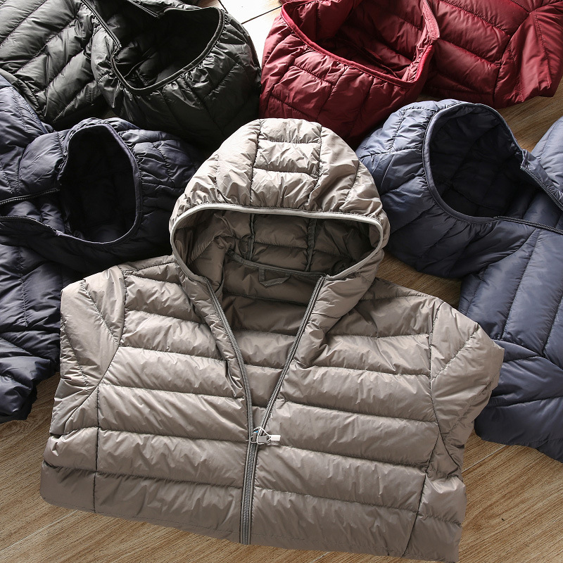 2023冬轻薄羽绒服男短款立领连帽超薄款加肥加大码轻便中老年外套