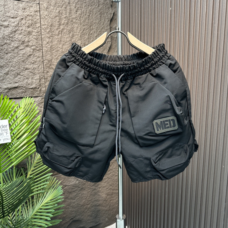 Outdoor Multi-Pocket Sports Cargo Shorts Men Summer Casual Straight Quick-Dry Shorts Youth Trendy Solid Color Shorts