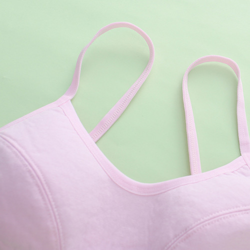 Underwear for female students in developmental period, junior high school students, pure cotton suspenders, breathable, wire-free, comfortable and anti-bump bra
