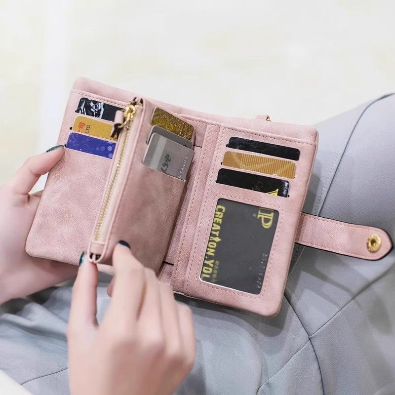 2025 Simple Korean Style Student Short Coin Purse, New Folding Style, Multi-Card Slot Wallet for Women