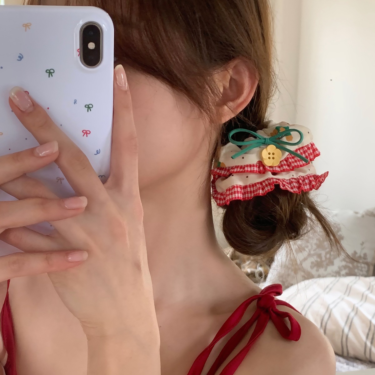 Ballet estilo encaje intestino grueso lazo para el cabello de alto valor con cola de caballo cuerda para el cabello flor para la cabeza niña de verano bola cabeza cuerda para el cabello accesorios para el cabello