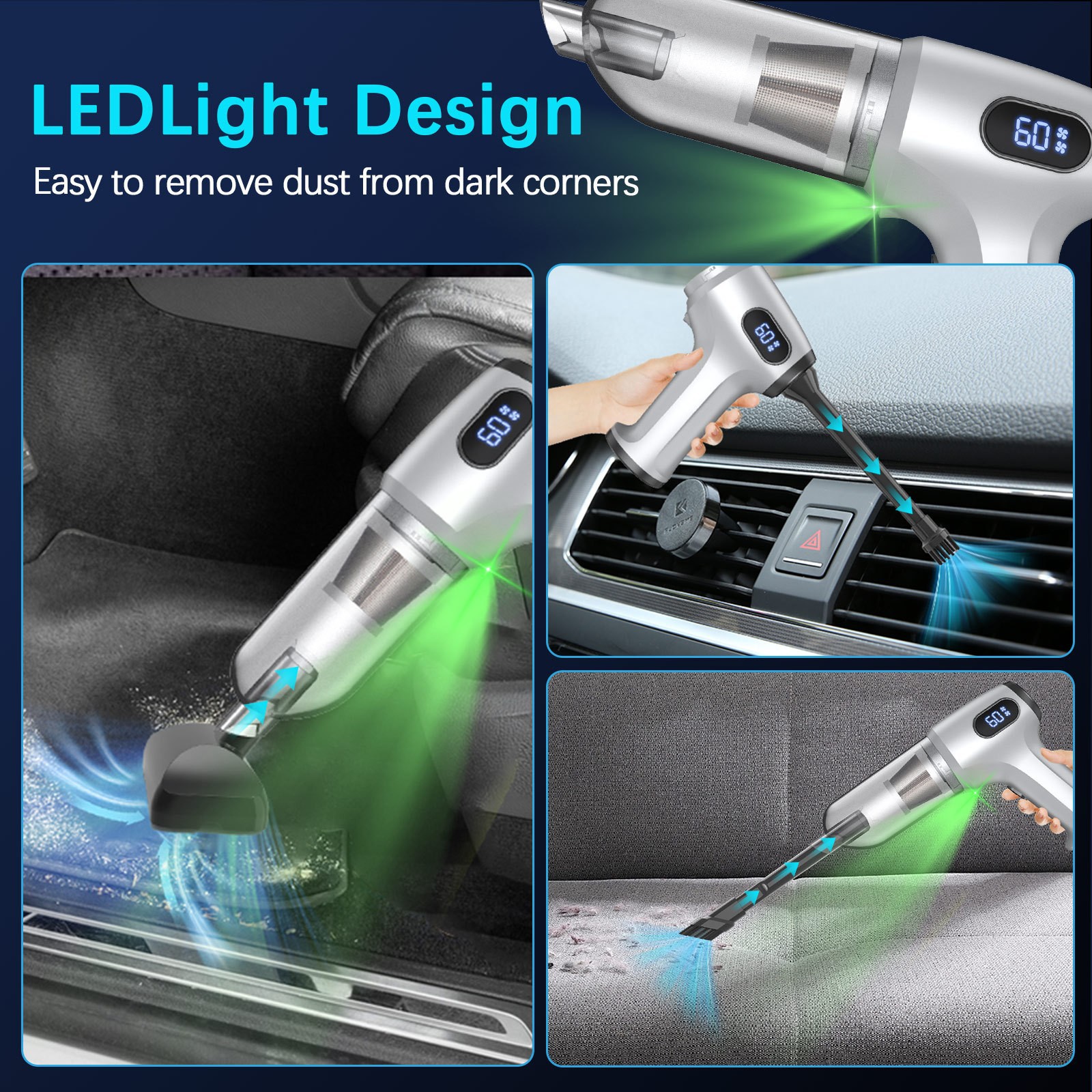 Car vacuum cleaner, small size, high suction power, portable for home and car use, dual-purpose handheld car air blower, hot sale