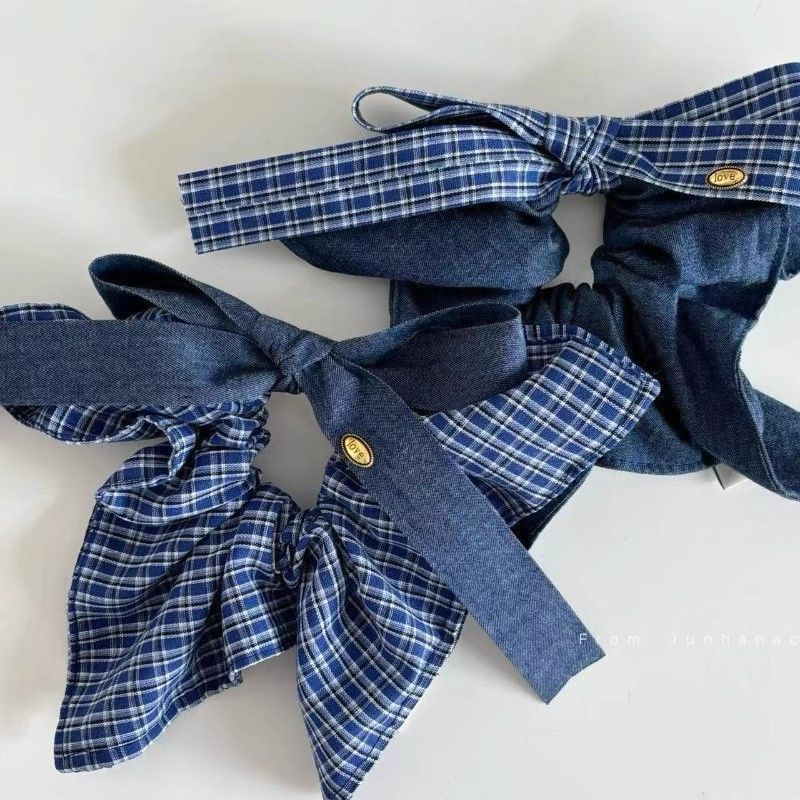 Geruit strik haarelastiek voor dames, herfst en winter accessoire_voghion.com