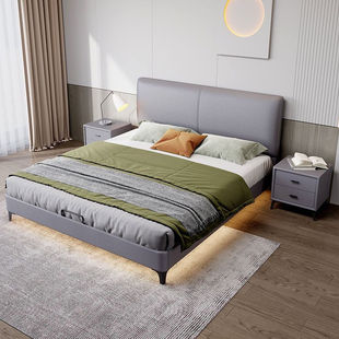 Simple High-grade Bedside Edges Big Bed Cream Style Master Bedroom Bed Household Small Apartment Light Luxury Soft Bag Technology Cloth Backrest