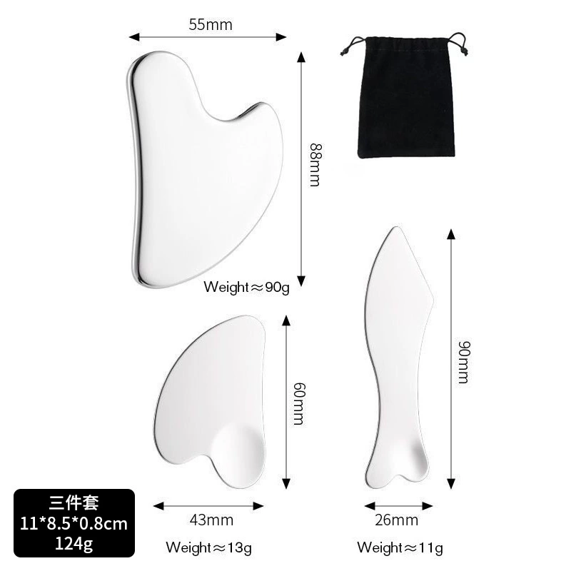 Stainless Steel Facial Gua Sha Massager, Heart-Shaped Face Lifting & Smoothing Tool, Portable