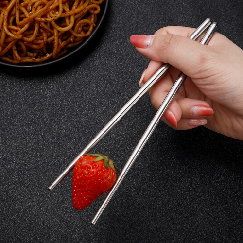 Wholesale chopsticks for home use, canteen fast food, high temperature sterilizable chopsticks set, laser logo stainless steel chopsticks