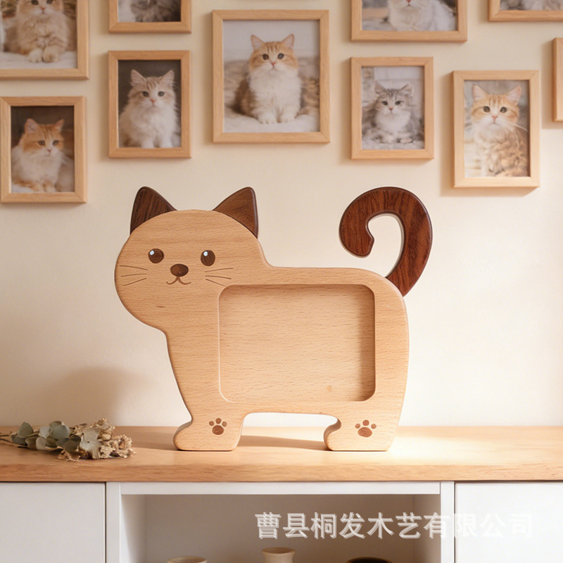 Solid Wood Cute Cat Photo Frame Ornament Cartoon Cat-Shaped Commemorative Photo Frame Stand Wooden DIY Photo Frame Decoration Solid Wood Cute Cat Photo Frame Ornament Cartoon Cat-Shaped Commemorative Photo Frame Stand Wooden DIY Photo Frame Decoration
