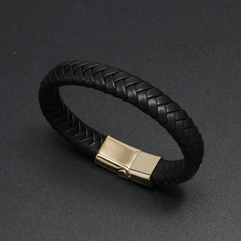 Wholesale Jewelry Solid Color Woven Magnet Buckle Leather Bracelet Nihaojewelry display picture 4