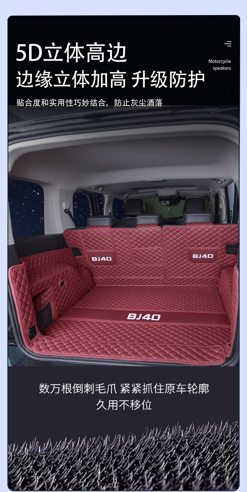 Suitable for 24-26 Beijing BJ40, full coverage trunk mat, thickened, waterproof and wear-resistant