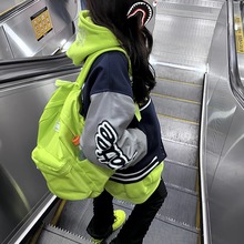 高颜值书包大学生设计感双肩包女生包包大容量绿色简约男背包