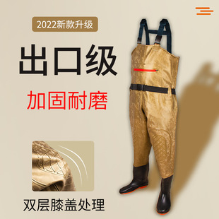 Half-length one-piece water pants with rain boots leather fork pants for catching fish men's waterproof clothes thickened water shoes full-body water pants for women