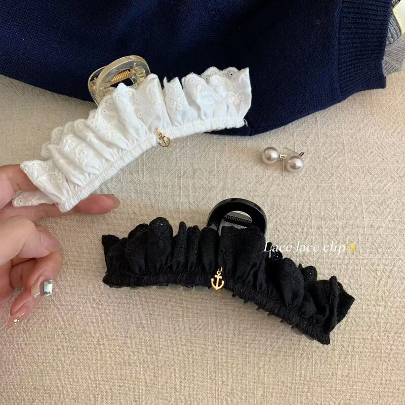 法式复古蕾丝花边抓夹发夹女2025新款高级感大号优雅鲨鱼夹子头饰|undefined