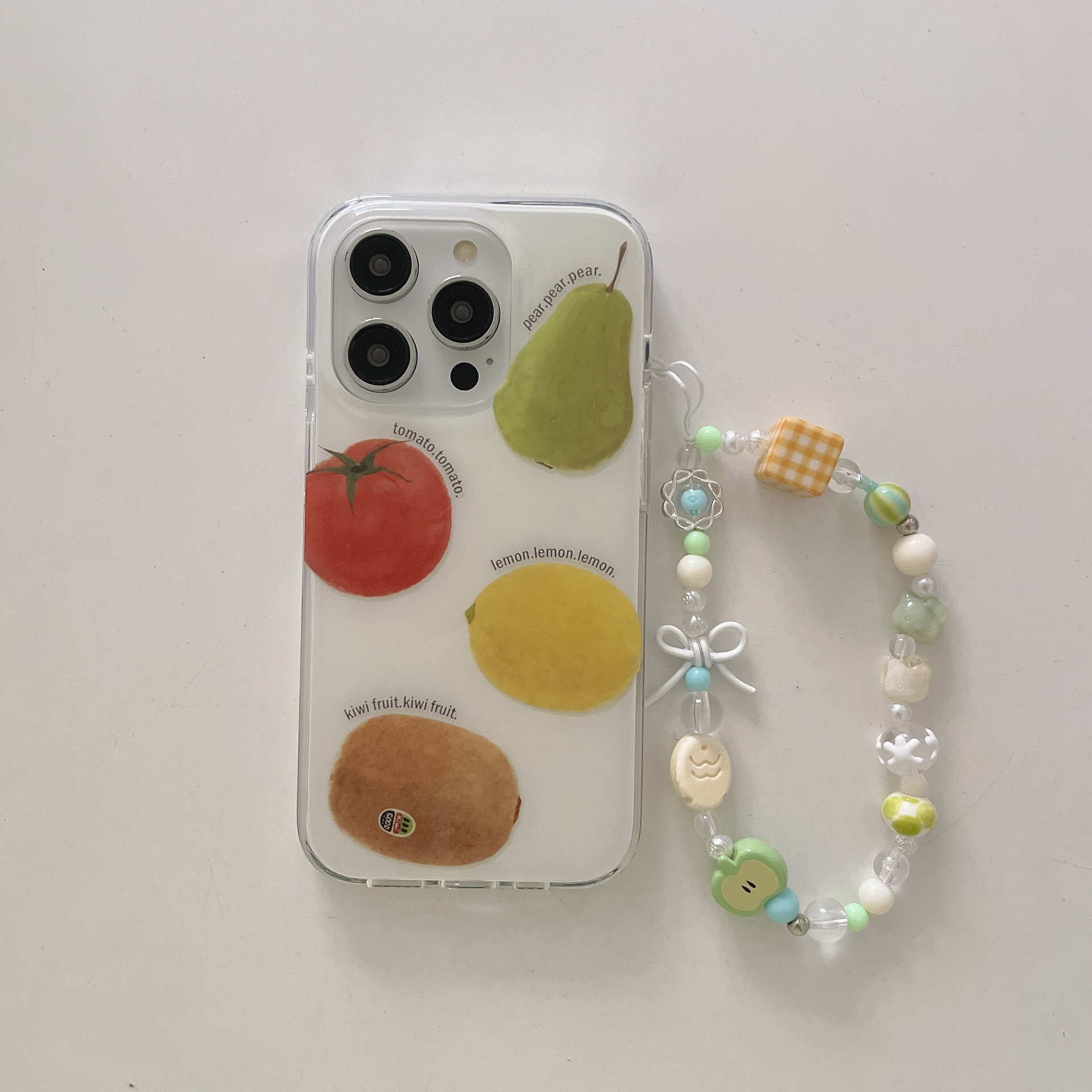 Colección de hilo creativo Frutas Apto Apple 15ProMax Funda para teléfono 16Pro Pulsera 14/13 Pareja 16PM