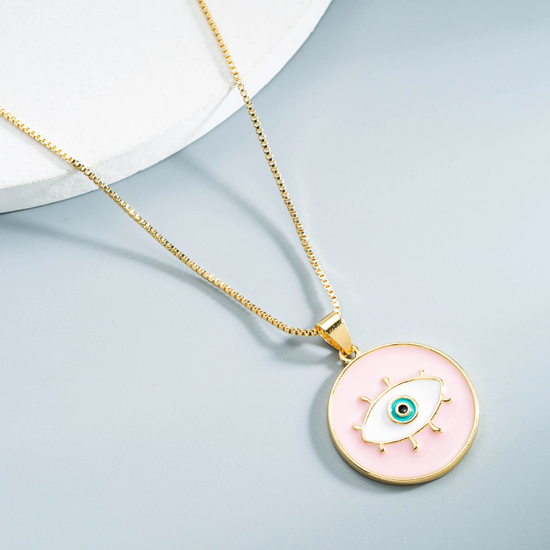 wholesale jewelry copper eye round pendant necklace Nihaojewelrypicture5