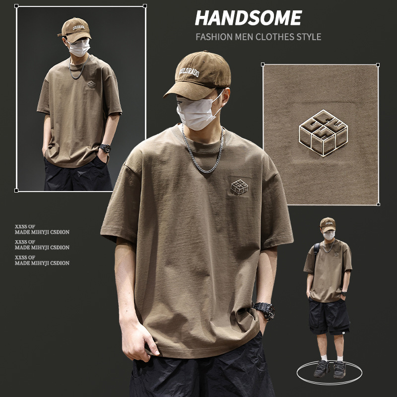 American retro cool 280g heavy T-shirt men's short sleeve cotton men's summer tide brand plus size half sleeve men's clothing American retro cool 280g heavy T-shirt men's short sleeve cotton men's summer tide brand plus size half sleeve men's clothing
