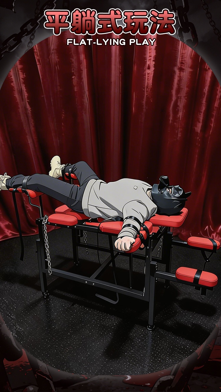 SM-御王座 Plus Bondage Restraint Stool in Black Iron and Tech Fabric — detail image 11