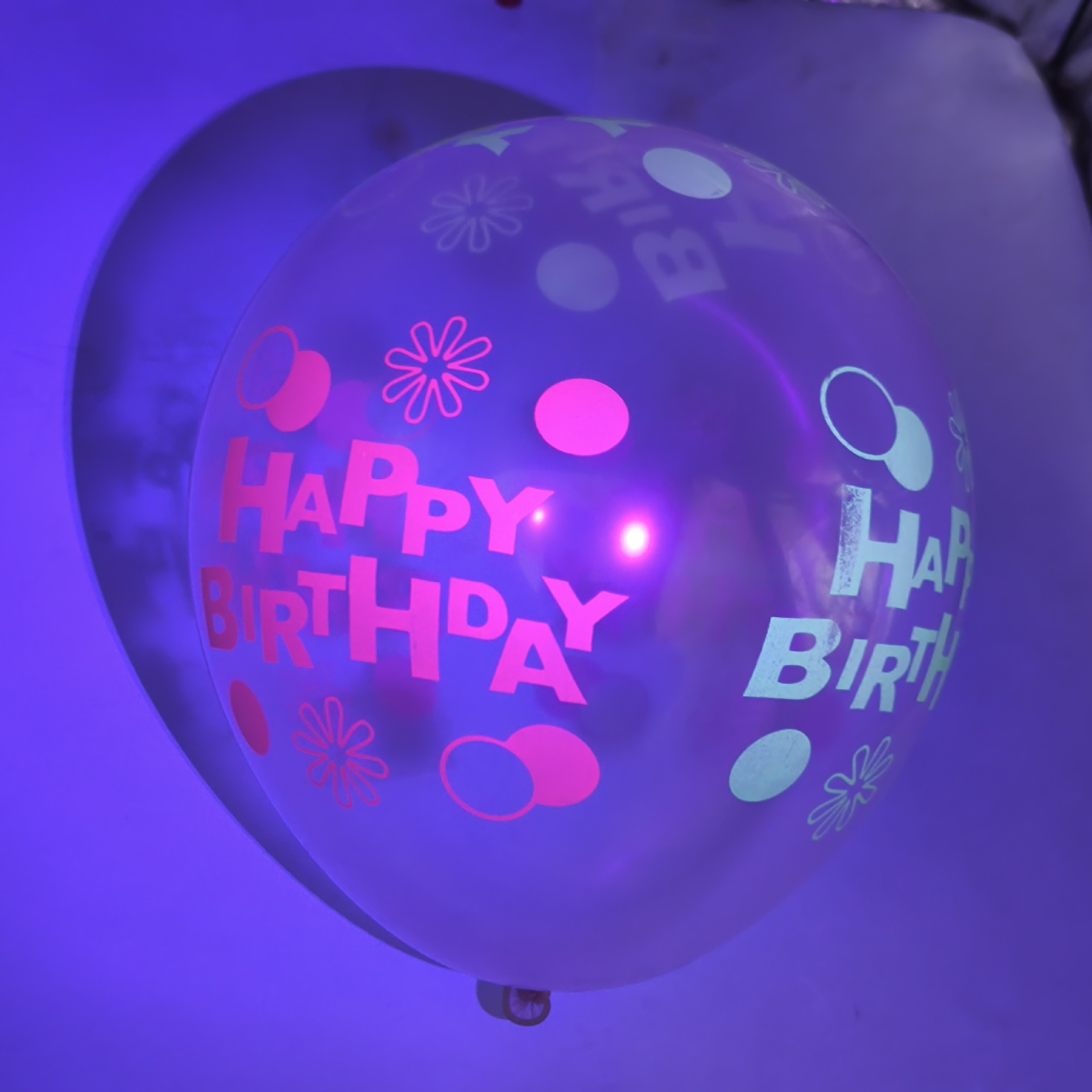 Globo fluorescente transparente luminoso de 12 pulgadas, globo de impresión, puesto de empuje, fiesta de cumpleaños, globo luminoso estrellado