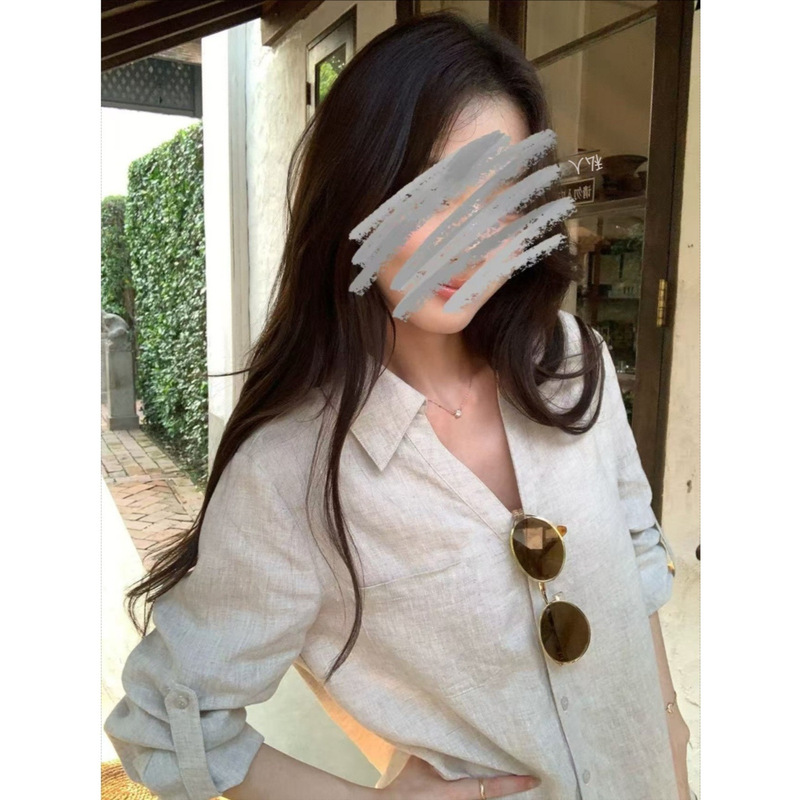 Pusmuede Casual and Relaxed Old Money Style 1Oo Linen V-Neck Shirt for Women, Casual Loose Fit Long-Sleeve Shirt for Work Pusmuede Casual and Relaxed Old Money Style 1Oo Linen V-Neck Shirt for Women, Casual Loose Fit Long-Sleeve Shirt for Work