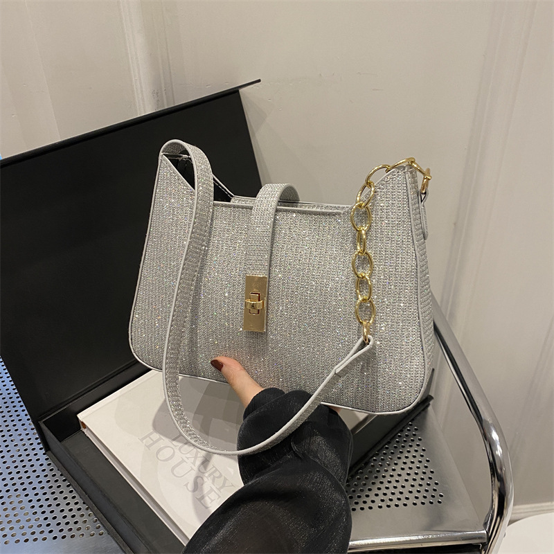 Bolso de nicho coreano para mujeres 2024 nueva cadena de textura de alta calidad universal de moda de hombro único bolso de silla de brazo