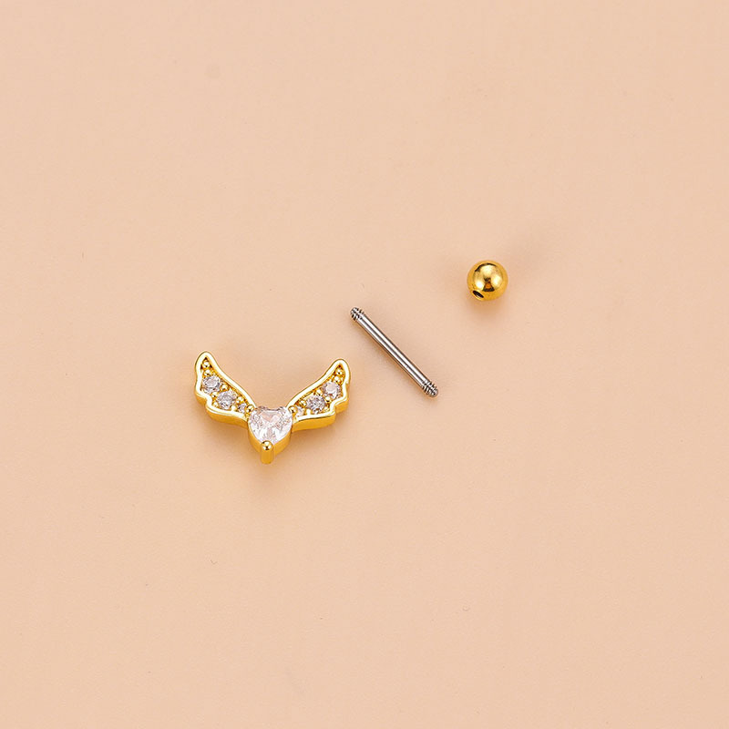 Fashion Heart Shape Unicorn Copper Plating Zircon Ear Studs 1 Piece