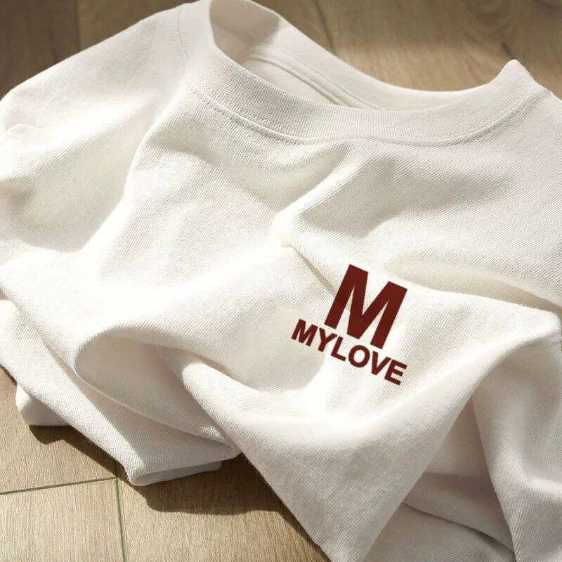 면 짧은 소매-편지 M
