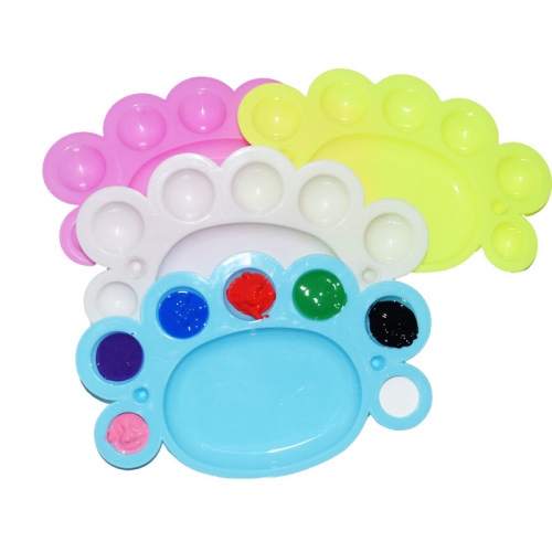 Plastic plum-shaped palette hand-painted watercolor gouache paint painting art palette oval palette