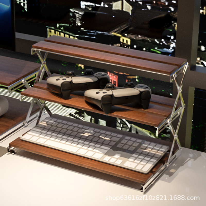 桌面置物架咖啡杯收纳架桌面书架免安装不锈钢桌面折叠置物架多层