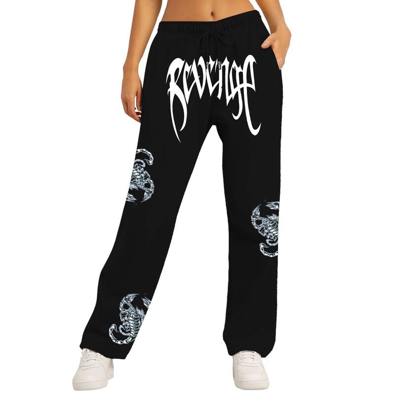 2026 Cross-Border European and American Casual Jogging Wide-Leg Pants with Elastic Waist, Sports Casual Pants for Men with Skull Print