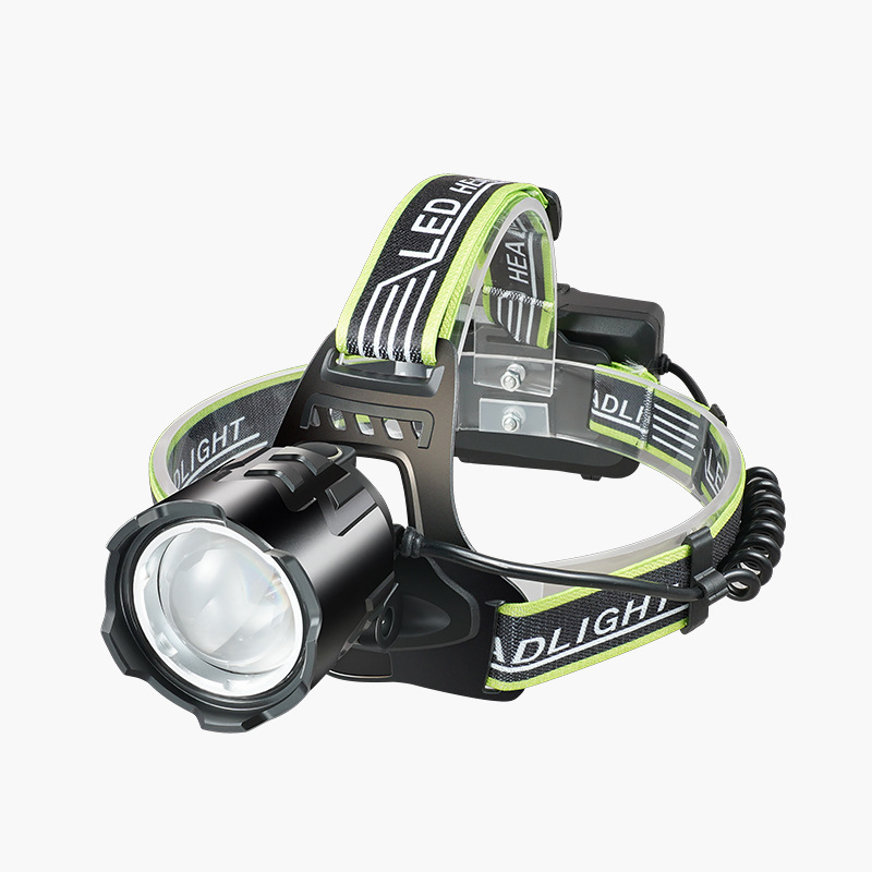 Transfronterizos al aire libre multifuncional aluminio camping pescado por la noche USB recargable faro LED luz de largo alcance faro